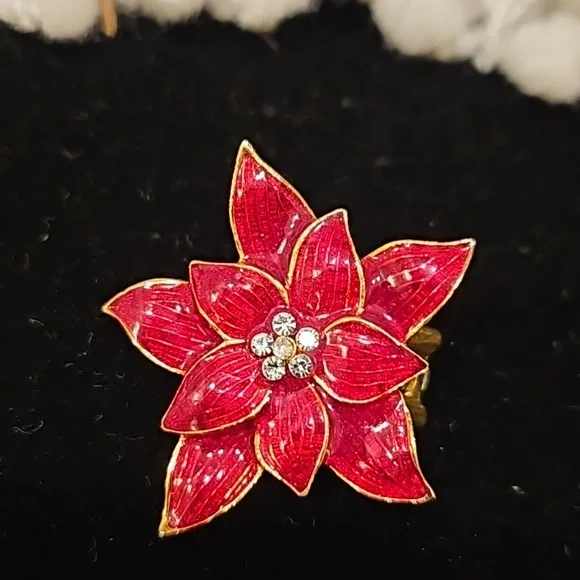 Vintage Poinsettia Earrings - Picture 3 of 9